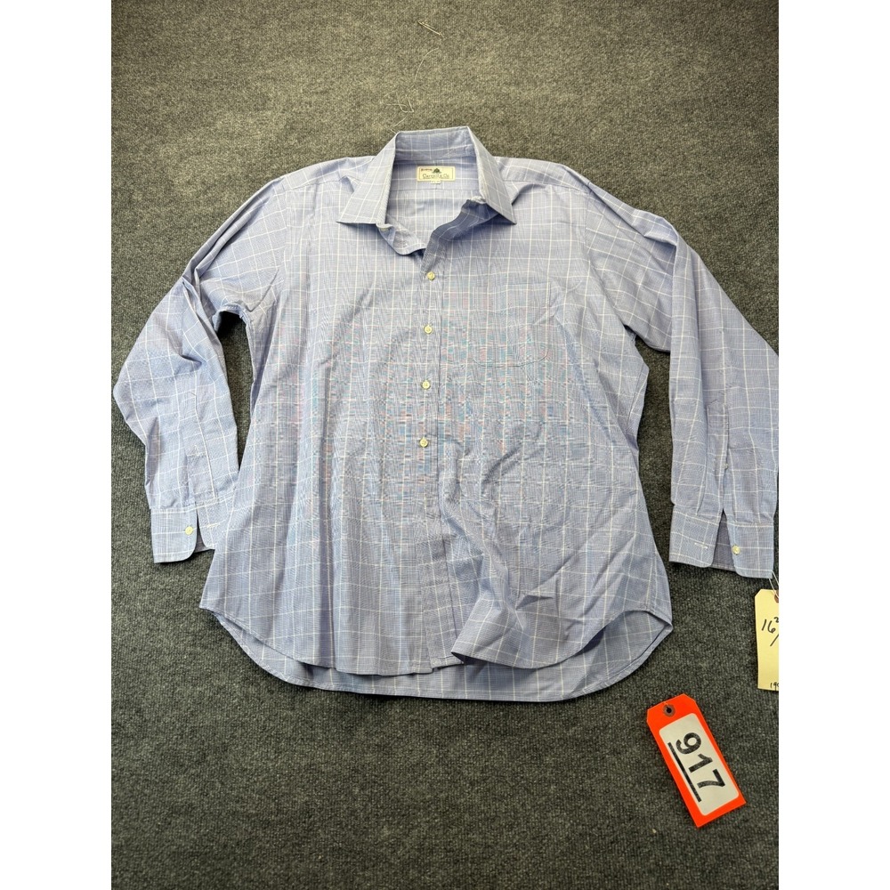 Vintage Carroll & Co Beverly Hills Men's Plaid Dress Shirt Blue White 16.5 35